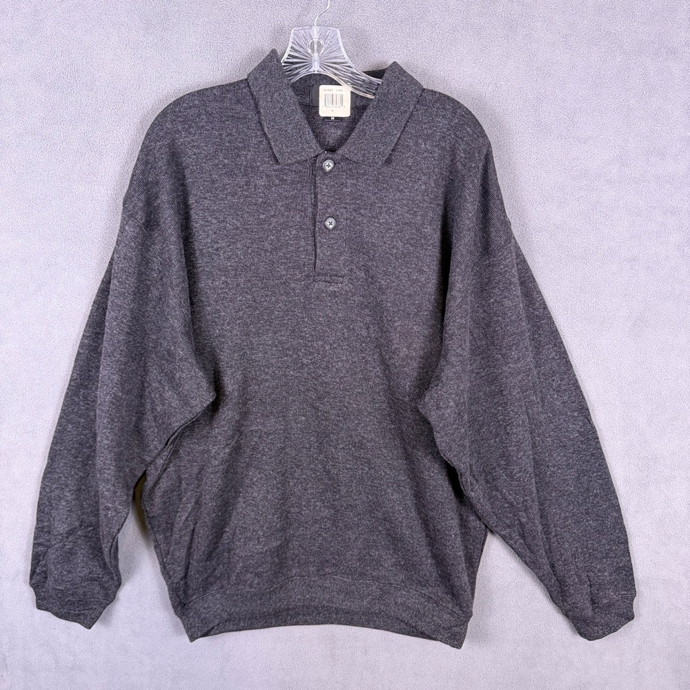 NWT Ashworth Men's 3 Button Collar Golf Sweater Knit‎ Gray Sz M Cotton #2